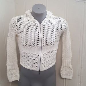 Cabi Women's Hooded Sweater M White Knit